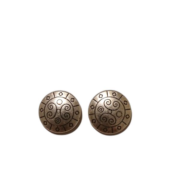 Napier small silver-tone stud earrings round Celtic swirl engraved design - Picture 2 of 4